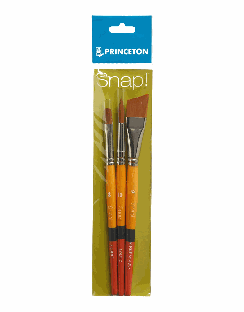 Princeton Brush SNAP Set 1 Filbert 8, Round 10, Angle Shader 3/4"