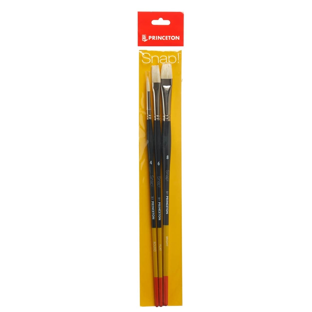 Princeton Brush SNAP Set 4 Bristle Round 4, Flat 6, Bright 8