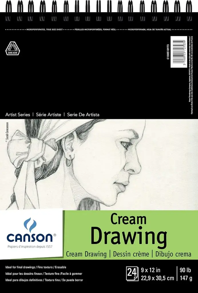 Canson 1557 Drawing Classic Cream Coil 9x12 90lb