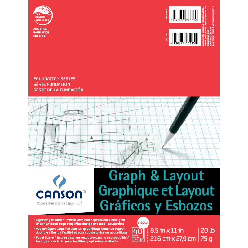 Canson Artist Series Graph & Layout 8sq/in 8.5x11