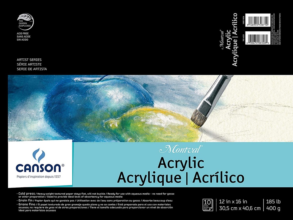Canson Montval Acrylic Pad 12x16 185lb