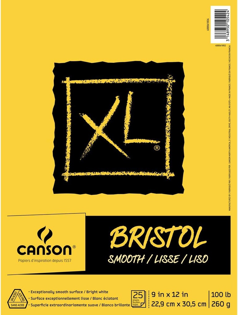 Canson XL Bristol Smooth Pad 9x12 100lb