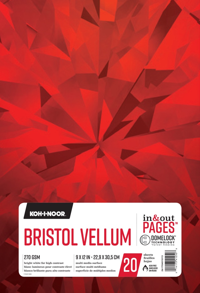 Chartpak Pad in & out PAGES Koh-I-Noor Bristol Vellum 270GSM 9"x12"