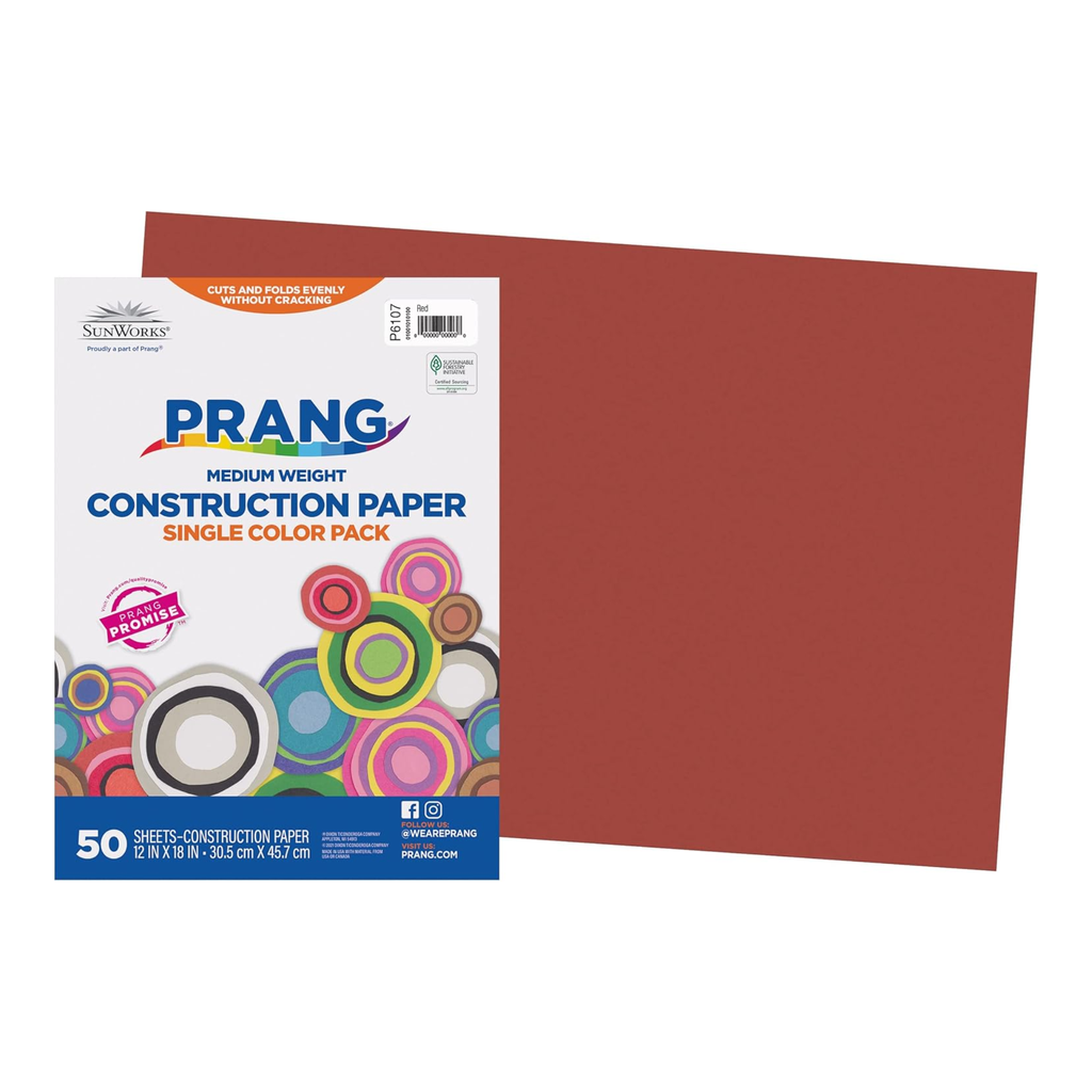 Construction Paper SunWorks 12"x18" 50sht Red