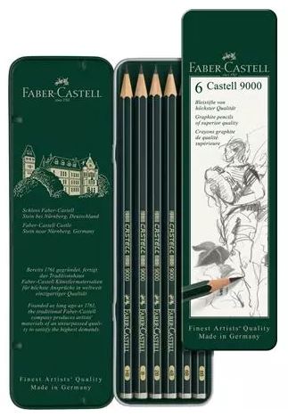 Faber Castell Drawing Pencil 9000 Set of 6 Grades (HB-8B)  **ND**
