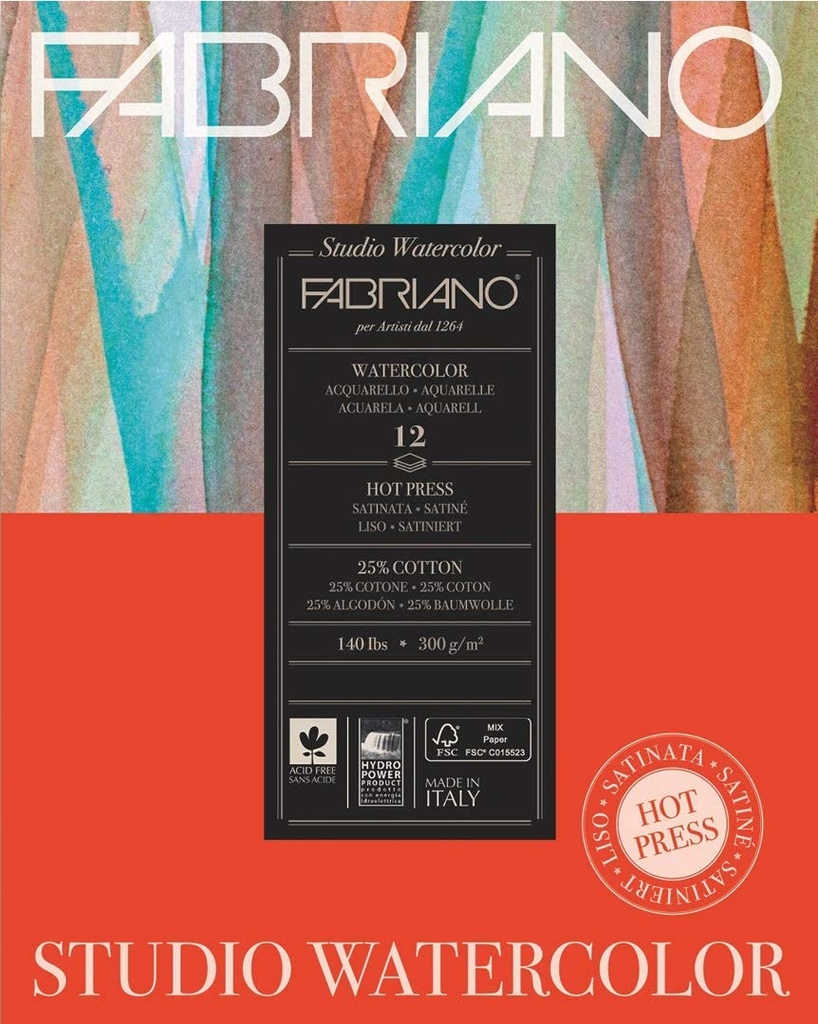 Fabriano Studio Watercolour Pad 140lb Hot Press 11"x14" 50 Shts $80 Value ND