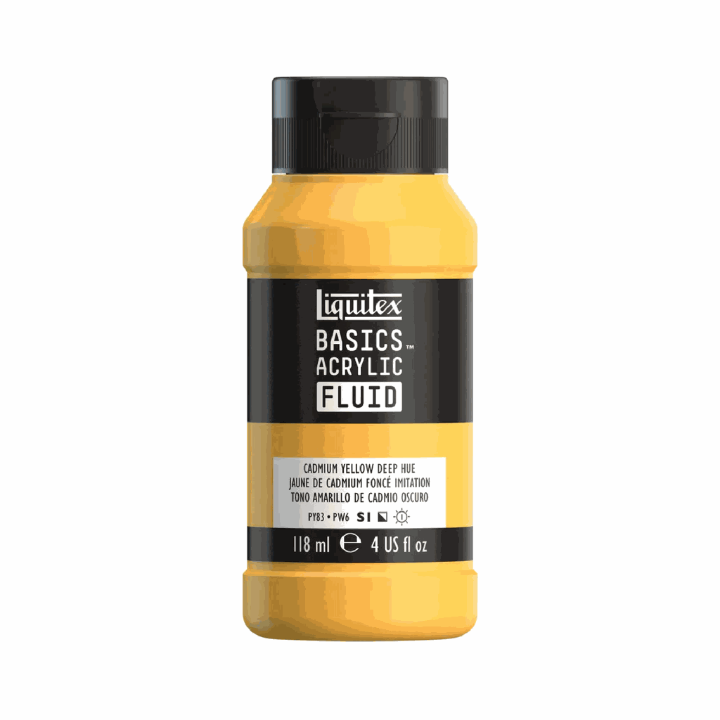 Liquitex Basics Fluid Acrylic 4oz Cadmium Yellow Deep Hue **ND**