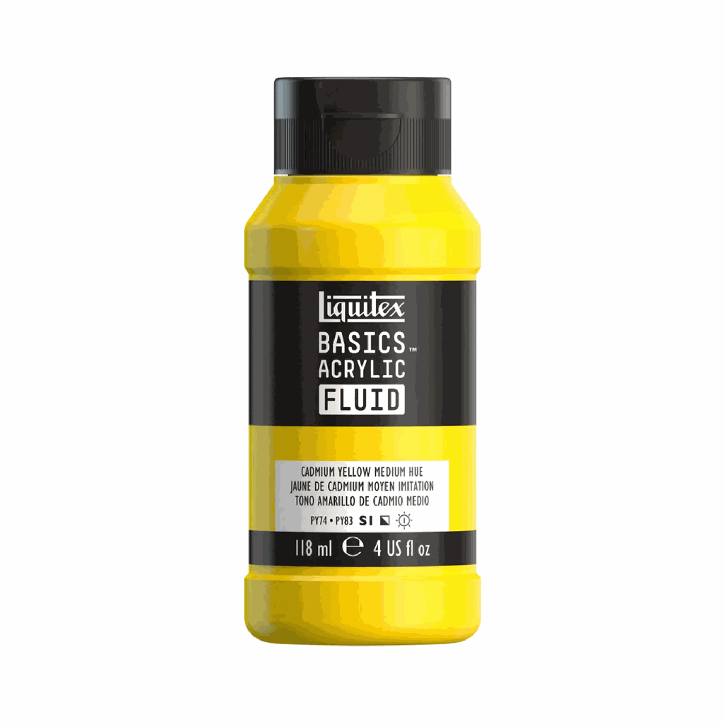 Liquitex Basics Fluid Acrylic 4oz Cadmium Yellow Medium Hue **ND**