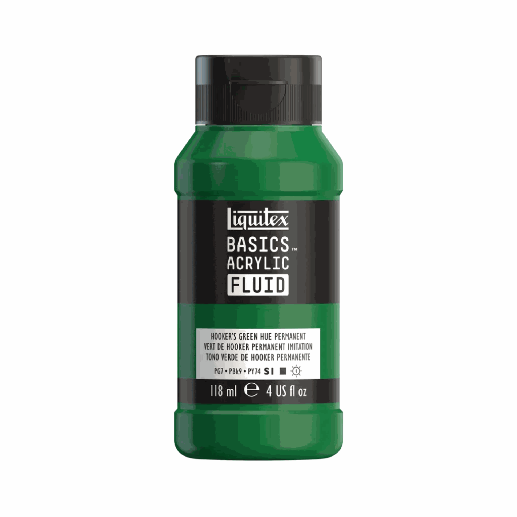 Liquitex Basics Fluid Acrylic 4oz Hooker's Green Hue Permanent **ND**